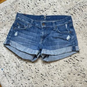 7 For All Mankind destroyed denim Jean cuffed shorts Size 25